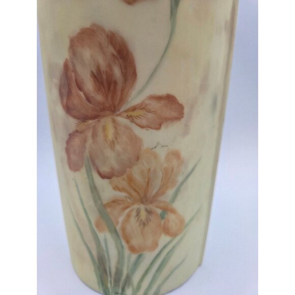 Vintage Floral West German Porcelain Vase Yellow, Green, Purple Bavaria 8"H - Picture 4 of 7